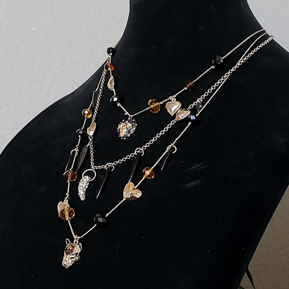 Vintage BETSEY JOHNSON Hollywood Glam Collection Layered Tiger Theme Necklace. - Picture 4 of 10